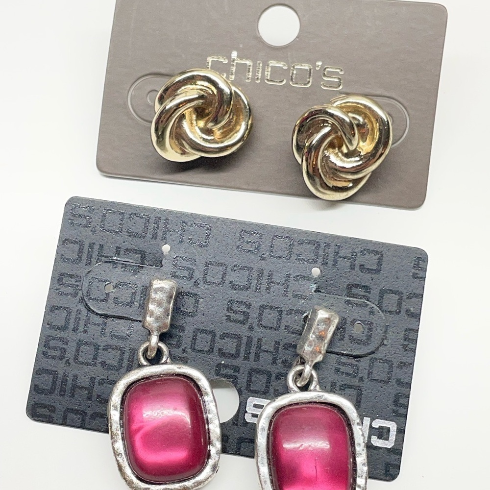 Chico's Silver and Pink Earrings Set - Picture 4 of 4